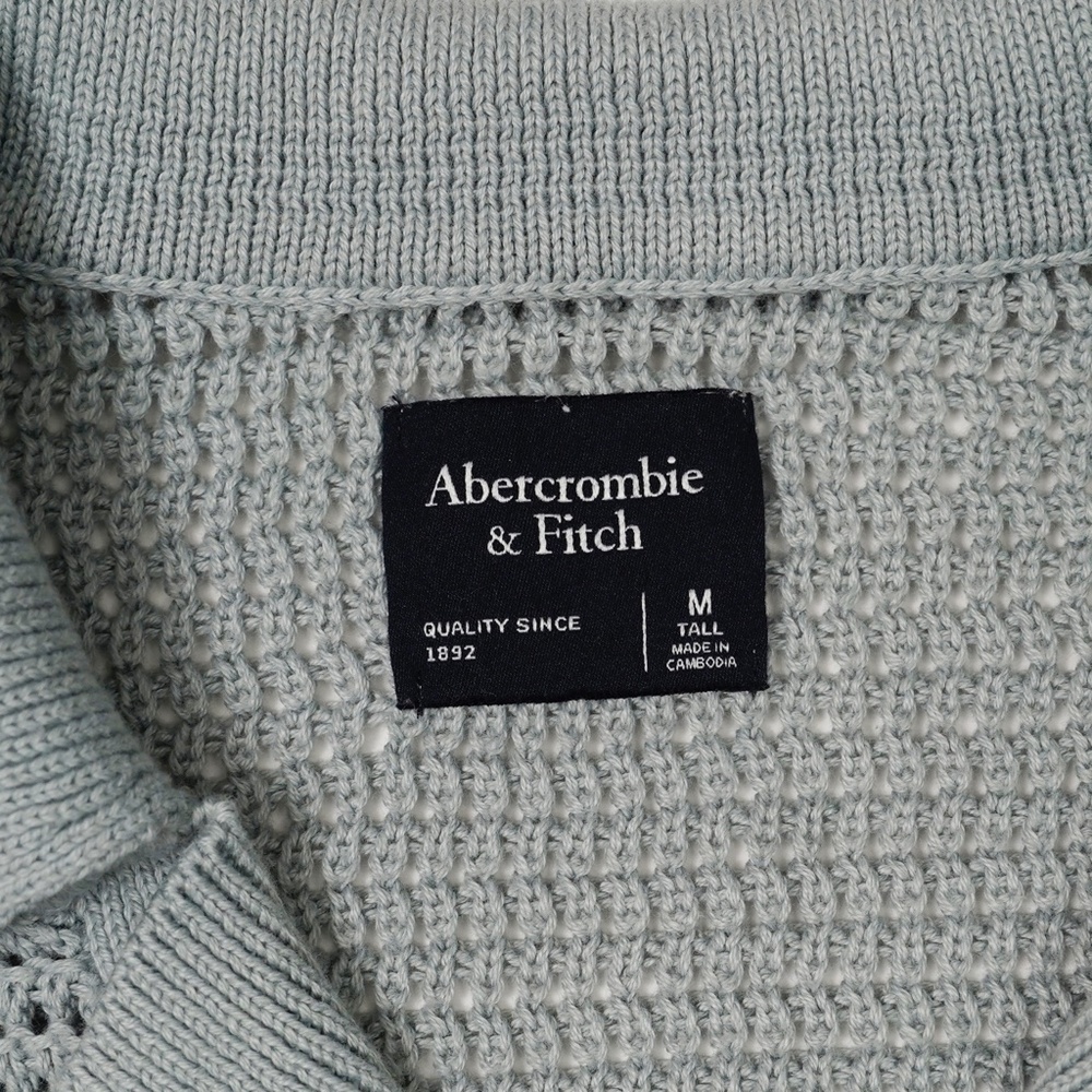 ABERCROMBIE FITCH SWEATER POLO MENS M Tall KNIT TWO BUTTON RESORT CAMP Green - Picture 3 of 6